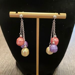 Multi colored pearl earrings